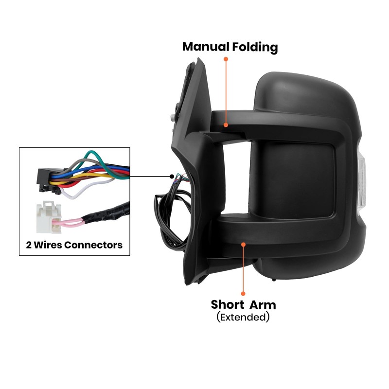 MOFOAP Left Driver Side Mirror Compatible with 2014-2024 Ram Promaster