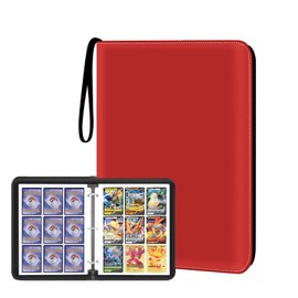 HESPLUS 900 Pockets Trading Card Album Folder, Baseball Card Binder with Sleeves, Collectible Trading Album for Baseball Cards, Trading Cards, Football Cards, MTG, Game Cards, Sports Cards -Red