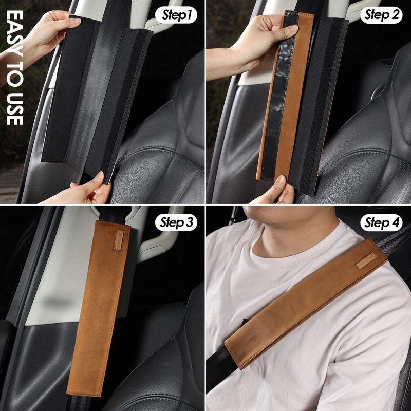 2 PCS Car Seatbelt Covers for Adults, Leather Seat Belt