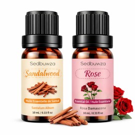 Sedbuwza Rose Sandalwood Essential Oil Set, Rose Fragrance Oil Sandalwood Scent Oil Set for Diffuser, Aromatherapy, Massage, Soap, Candle Making 2 x 10 ml