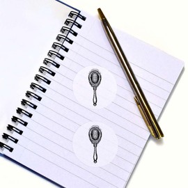 24 x 40mm Round 'Vintage Hairbrush' Stickers (SK00071664)