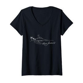 Womens Maui Hawaii Signature Heart Art - Romantic Island Souvenir V-Neck T-Shirt