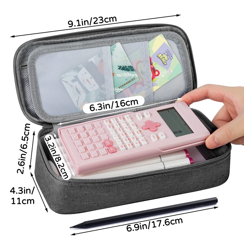 WEMATE Pencil Case, 5 Compartments, Large Capacity, gray