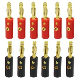WWZMDiB 4mm Banana Plugs Stackable Connectors for Speaker Wire (12Pcs/6pair Gold Plated)