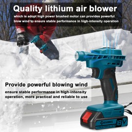 Geevorks High-Power Brushed Motor Electric Blower Strong Wind Air Blower Dust Removal Fan Handheld Lithium Battery Home Courtyard Snow Cleaner Power Tool