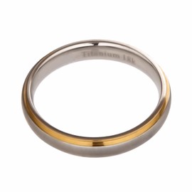 MJ Metals Jewelry Titanium Wedding Ring 18k Gold Plated Edges Comfort Fit Band 4mm Size 5