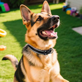 Kazazoo Reflective Dog Collar with Soft Padding Dog Collar for Medium & Large Dogs, No Pull, Heavy Duty, Adjustable Nylon Collar with Quick-Release Buckle, Walking Training-Black-XL