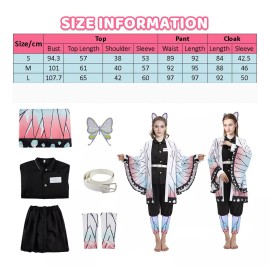 NS Disfraz Cosplay Kochou Shinobu Cazadora De Demonios Traje De Cosplay Disfraces Kimono Capa Anime Con Faja 7 Piezas