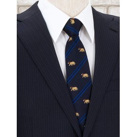 [COLORATA] Carolata Animal Pattern Necktie (100% Silk / Jacquard Woven), Animal Pattern, Animal Pattern, 57.1 x 3.3 inches (145 x 8.5 cm), Gift Present, navy