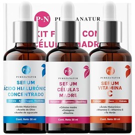 Kit Serum facial Acido Hialurónico, Vitamina C y Células Madre anti edad | Paquete completo de serum para el cuidado de la piel, hidratación y rejuvenecimiento (Kit AH + Celulas madre + Vit C)