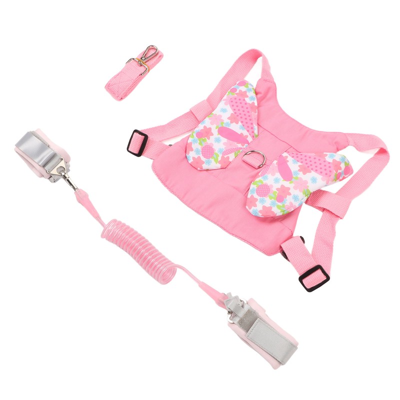 Toddler Harness Leashes with Retractable Wrist Link Pink 1.5M Rope