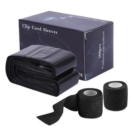 HOINCO 100Pcs Black Tattoo Clip Cord Sleeves Disposable,2Pcs Black Tattoo Grip Tape,Tattoo Machine Bags Tattoo Supplies Tattoo Machine Accessories.