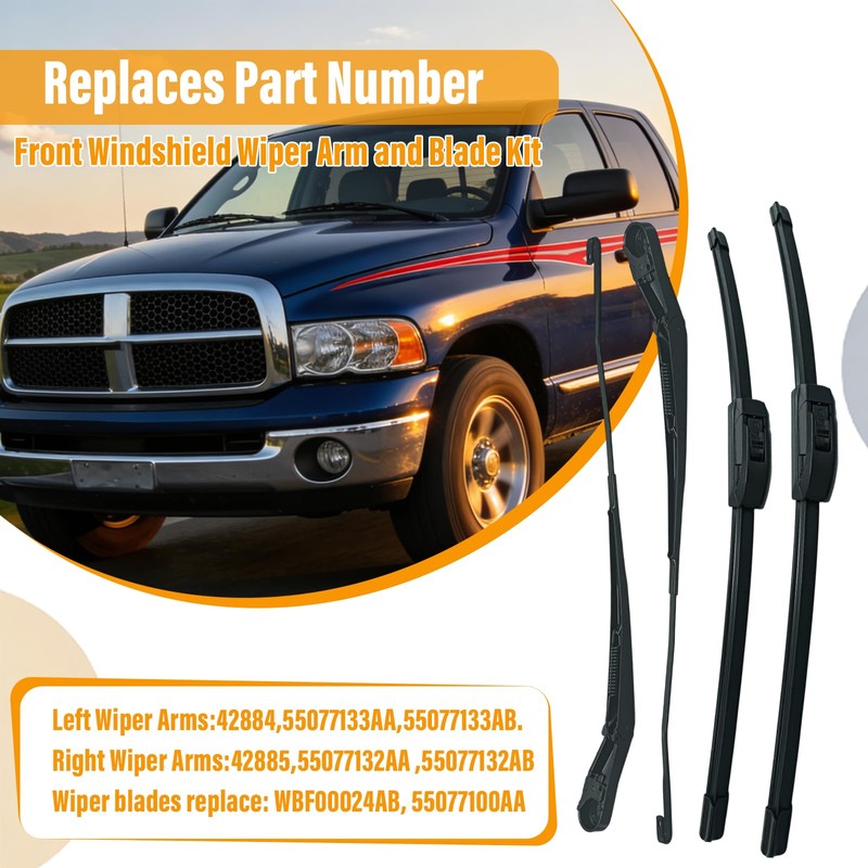 ZXFRC Front Windshield Wiper Arm & Blade Kit Compatible With
