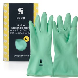 SEEP Eco Small-Medium Rubber Gloves - Kitchen Gloves Washing Up Gloves Made Using Compostable Rubber - Multi-purpose Household Gloves - FSC & Fair-trade Certified