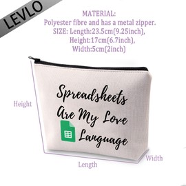 LEVLO Funny Accounting Gifts Spreadsheets Are My Love Language Makeup Bags HR Manager Gifts Graduation Mother's Day Gifts, Spreadsheets