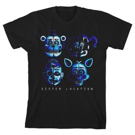 Five Nights at Freddy's Sister Location Shadow Faces Boy's Black T-Shirt-XS