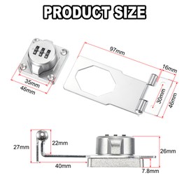 QUARKZMAN Password Hasp Lock Cabinet Door Combination Lock 90° Barn Door Lock for Small Doors Cupboards Barn Door Bathroom Silver