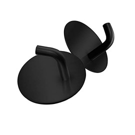 BARONAGE 2pcs Black Adhesive Hooks Bathroom Towel Hooks Heavy Duty Wall Robe Hooks 304 Stainless Steel Waterproof Hooks for Hanging Coat, Robe, Towels, Hats, Bathroom, Shower, Kitchen, Living Room