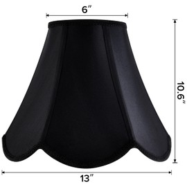 GO&SO Black Bell Lamp Shades Set of 2 (Petal Edge Braid) Scalloped Lamp Shade,6"Top x 13"Bottom x 10.6"Vertical Height (Spider) Replacement Lamps Shades for Table Lamp,Floor Lampshade,Easy Assembly