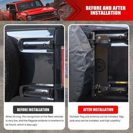 Xomzema 3 in 1 Tailgate Antenna Mount Flagpole Holder with Shovel Holder, Multifunction Tail Gate Flagpole Bracket Antenna Base Accessories for Ford Bronco Offroad 2/4 Door 2021 2022 2023