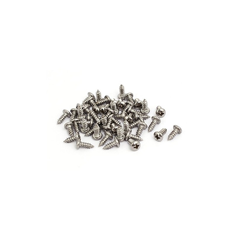 sourcingmap M4x10mm 304 Stainless Steel Phillips Round Pan Head Self