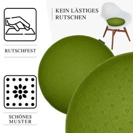Ampara - Set of 4 Chair Cushions Round 33 cm - Non-Slip & Cosy - Felt Seat Cushion Round | for Chair, Bench, Stool etc. (Green)