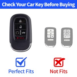 Kespevn for Honda Key Fob Cover 5 Button Soft TPU with Leather Keychain 360 Degree Protection Key Case Shell Holder Fits for 2022 2023 2024 Accord Civic HR-V CR-V Pilot Odyssey, B Black
