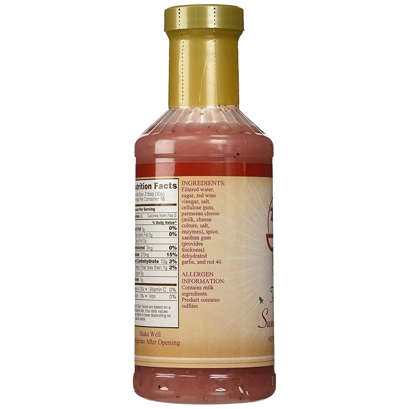 Zia's Fat Free Sweet Italian Dressing 16 Ounce Bottle