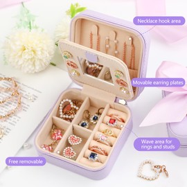 CHMI Travel Jewelry Case, Purple Travel Jewelry Box, Travel Jewelry Organizer, Travel Gifts for Women Girls, Jewelry Organizer Box, Birthday Gifts for Women, Christmas Gifts for Teens Girls - C