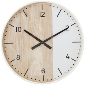 Deco 79 Wooden Decorative Wall Clock Two-Toned Wall Clock for Home with White Accents, Wall Clock for Room 24" x 2" x 24", Brown
