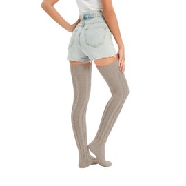 YELAIVP Women's Thigh High Socks Over Knee Cable Knit Boot Stockings Winter Long Warm Leg Warmers