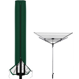 WZHHDM Rotary Washing Line Cover Waterproof Fabric with Zip, 168x30cm Rotary Washing Line, Clothes Airer Cover Weather Resistant Small Parasol Cover for Garden Dryer and Airer