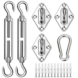 Awning Attachment Set, M5 Heavy Duty Sun Shade Sail Stainless Steel Hardware Kit Sunshade Hook Sun Shade Sail Fixing Hardware Accessories