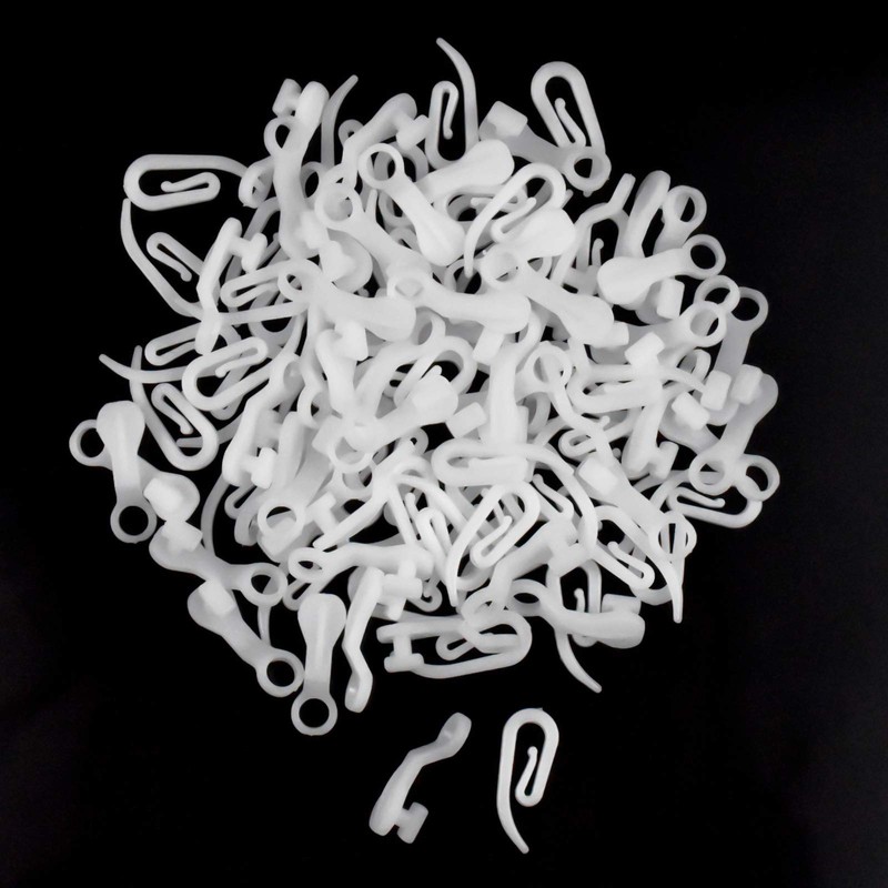 NiceLand 100pcs White Plastic Curtain Hooks for Door/Window Curtains
