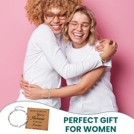 Natural Stone Bead Bracelet, Beaded Bracelets for Women, Sometimes You Forget You're Awesome Healing Bracelets with Card, Inspirational Positive Birthday Gifts for Women Girls Her Friend Mental Health