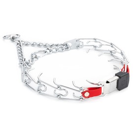 Herm Sprenger Chrome Plated Steel Dog Collar with Quick Release ClicLock Buckle and Biothane Insert Training Collar for Dogs Made in Germany (Cherry Red, 16in x 2.25mm(Neck Size up to 13-14in))