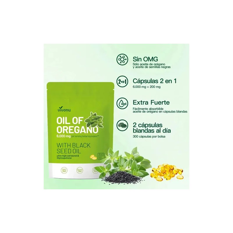 300 Cápsulas Con Aceite De Semilla Negra Aceite De Orégano