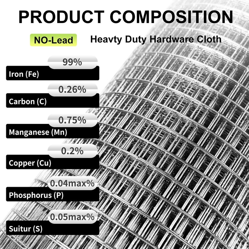 Hardware Cloth 12'' x 20' 1/4 in Galvanized Wire Mesh