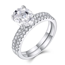 Starnny Engagement Ring Wedding Rings Ring Set Pair Women's Wrap Ring Rings Silver 925 3A Cubic Zirconia White Gold Ring Gift for Her Women, Silver