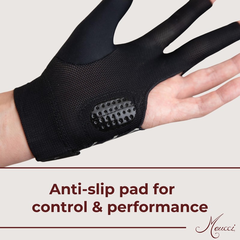 Meucci Elite Stroke Billiard Glove – Black – Right Hand