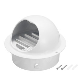 PATIKIL 5 Inch Vent Round Cover, Stainless Steel Exterior Wall Air Vent Louvered Soffit Vent Exhaust Outlet Hood for HVAC Ducting Exhaust Extractor Fan, White