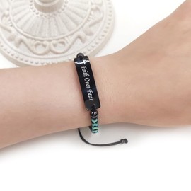 Faith Over Fear Bracelets, Green Hematite Bracelets Motivational Graduation Gifts for Classmates Boys Y2300 (Green)