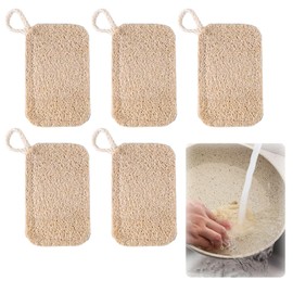 YANHUILAY Loofah Scourer (Set of 5) Natural Loofah Brush, Loofah Sponge, Kitchen Sponge, Natural Loofah Dish Brush, Multi-functional, Dishwashing, Kitchen Sponge