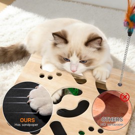Cat Nail File Enrichment Box, cat Toys for Indoor Cats, Contains Sandpaper Inside,cat Toys for Bored Indoor Adult Cats, Multi-Layer Solid Wood cat Puzzle Toy