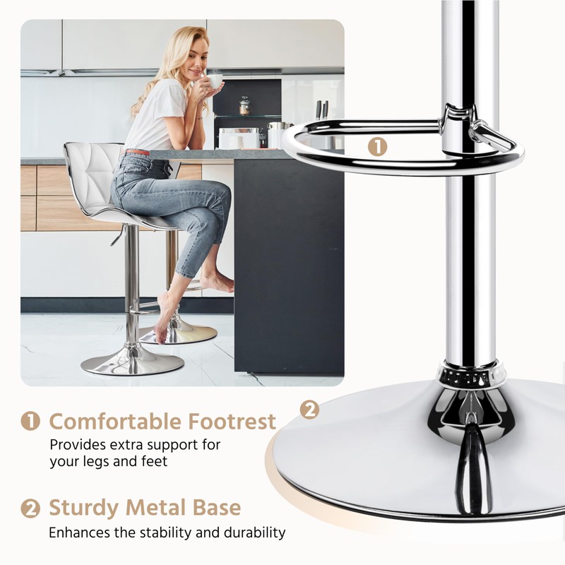 Yaheetech Bar Stools Set of 2, Island Chairs Shell Back,