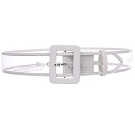 Women's 2" Wide Color-Trimmed Patent Leather Transparent Jelly Clear Belt, White | XS/S - 28"