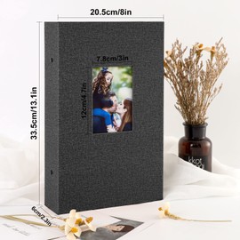 Ywlake Photo Album 4x6 300 Pockets, Linen Photo Albums Holds 300 Horizontal Pictures Only Black