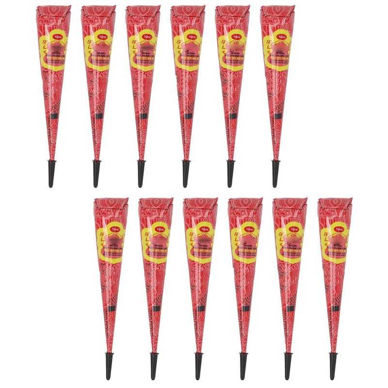 12pcs 0.9oz Temporary Tattoo Paste Red Professional Waterproof Safe DIY