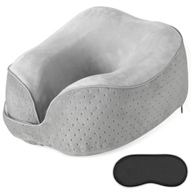 Travel Pillow Breathable Airplane Neck Pillow Memory Foam Neck Pillow for Sleeping Travel Head & Neck Support Soft Travel Pillow for Sleeping Rest Airplane Car & Home Use Grey