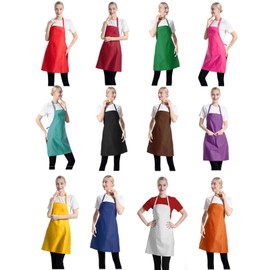 TSD Story 12 Pack Plain Color Bib Aprons Bulk with 2 Pockets, Painting Baking Aprons for Women Men (12 Mixed Colours)…